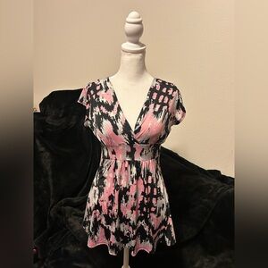 Body Central Pink and Black Blouse